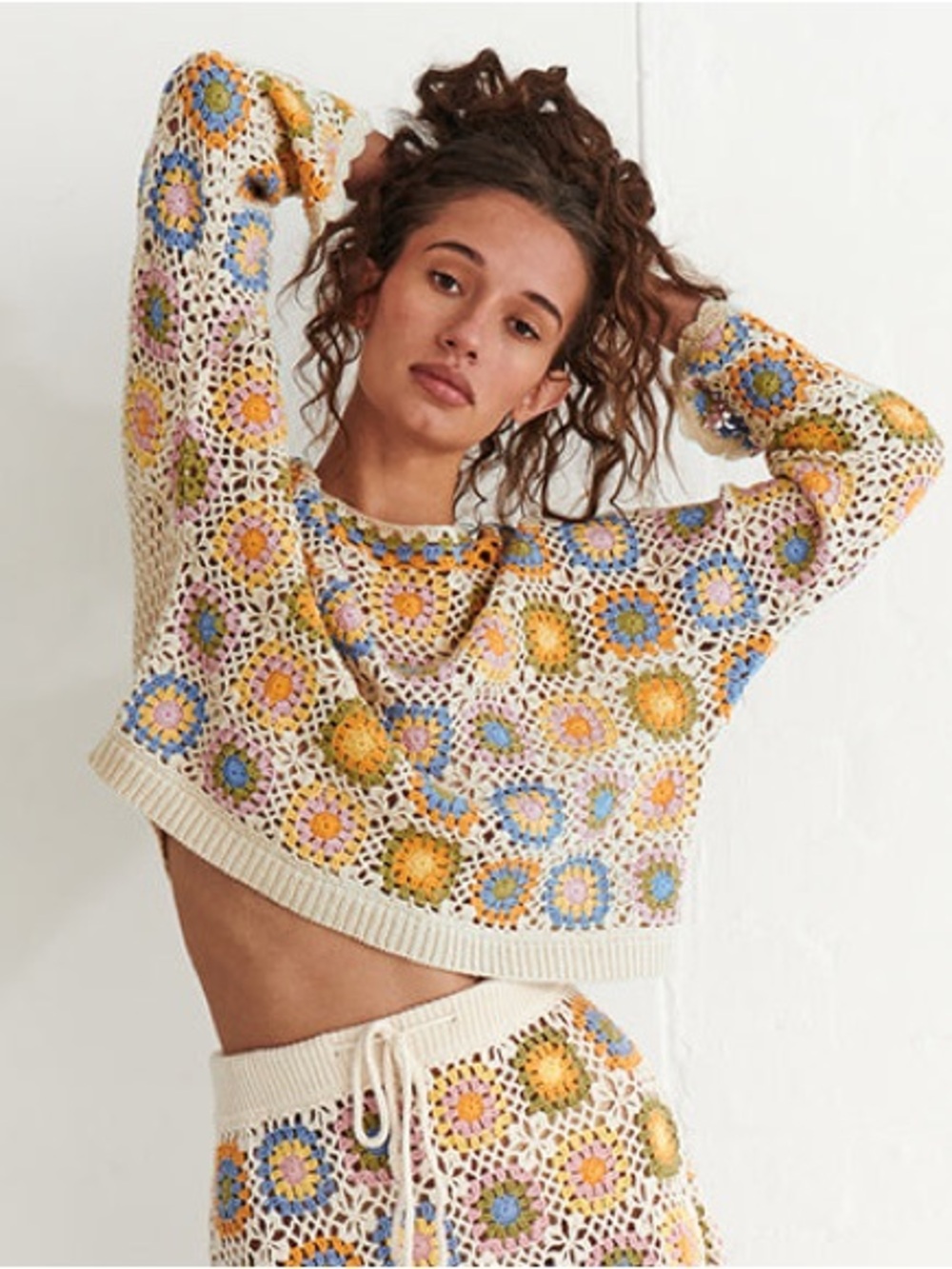 Ghanda Clothing Crochet Floral Top Cotton